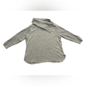 Adrienne Vittadini XL Gray Ribbed Sleeve Cowl Neck Knit Sweater Tunic